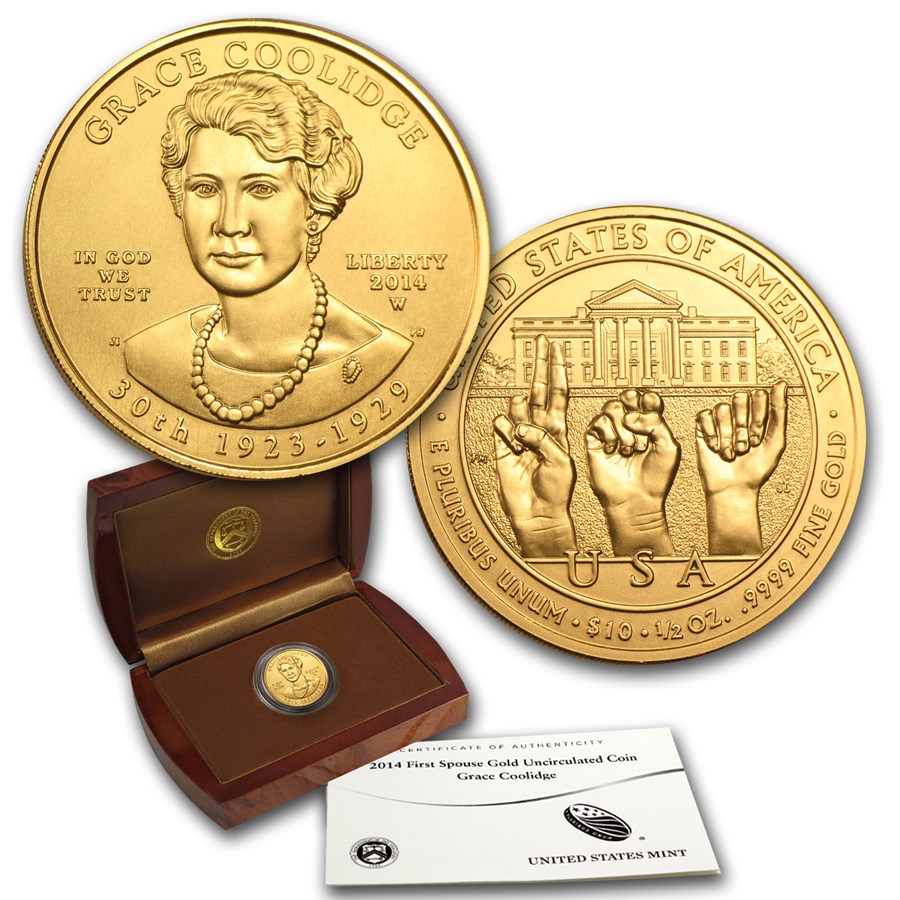 2014-W 1/2 oz Gold Grace Coolidge BU (w/Box & COA)
