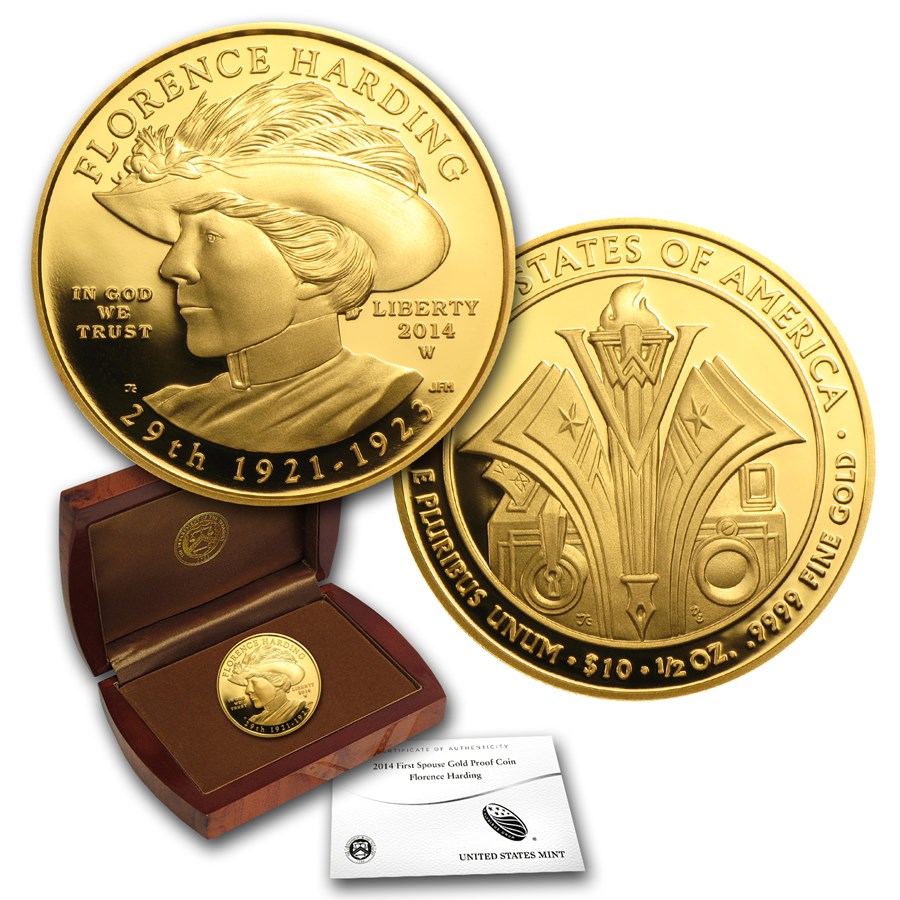 2014-W 1/2 oz Proof Gold Florence Harding (w/Box & COA)