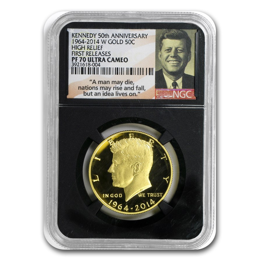 2014-W 3/4 oz Gold Kennedy 1/2 Dollar Commem PF-70 NGC (FR)