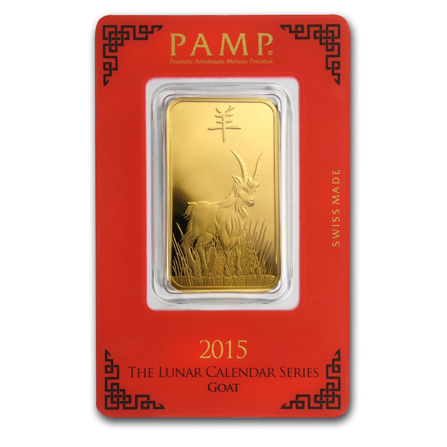 2015 1 oz Gold Bar - PAMP Suisse Year of the Goat (In Assay)