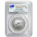 2015 AUS 1/2 oz Silver Great Hammerhead Shark MS-69 PCGS (FS)