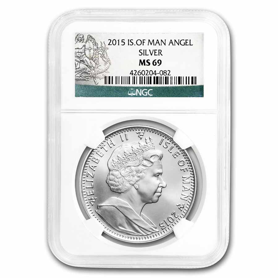 2015 Isle of Man 1 oz Silver Angel MS-69 NGC