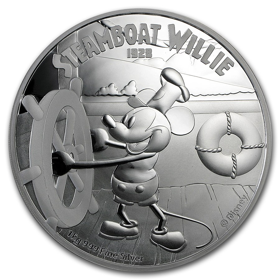 2015 Niue 1 kilo Silver $100 Disney Steamboat Willie (Box & COA)