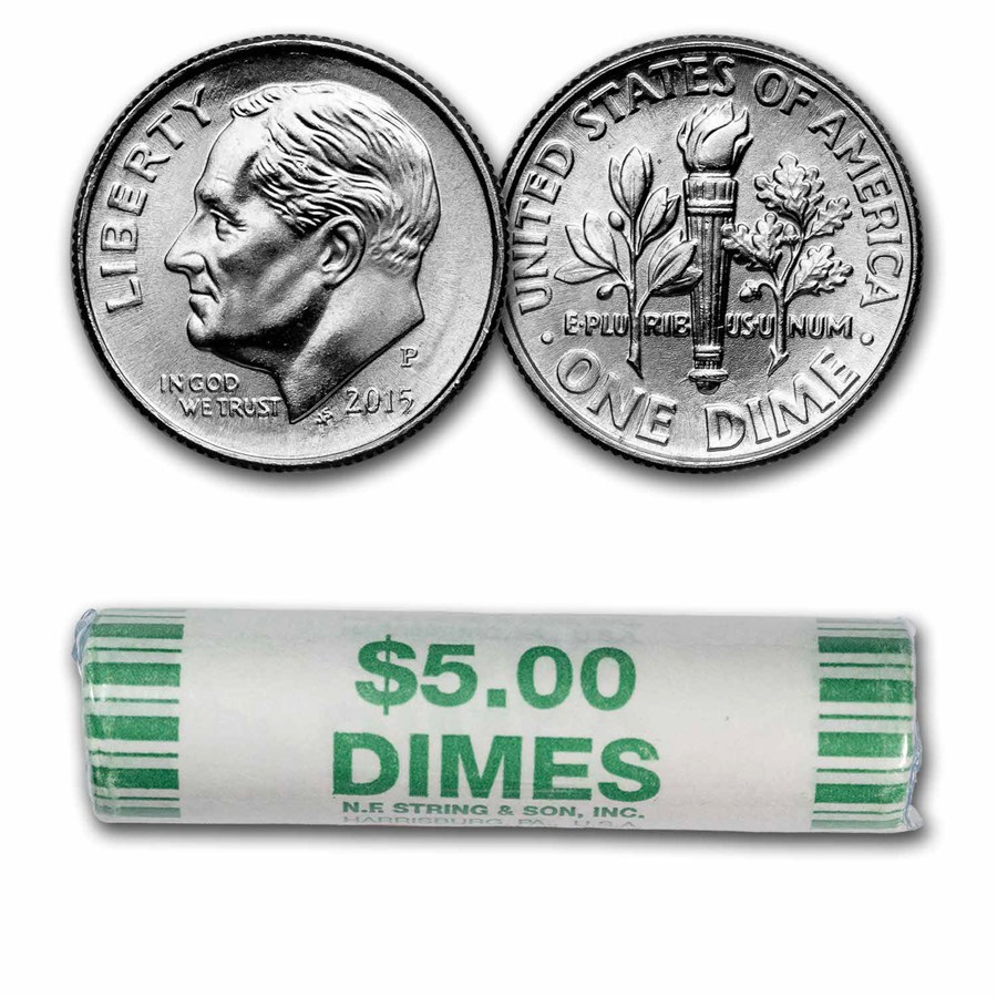 2015-P Roosevelt Dime 50-Coin Roll BU