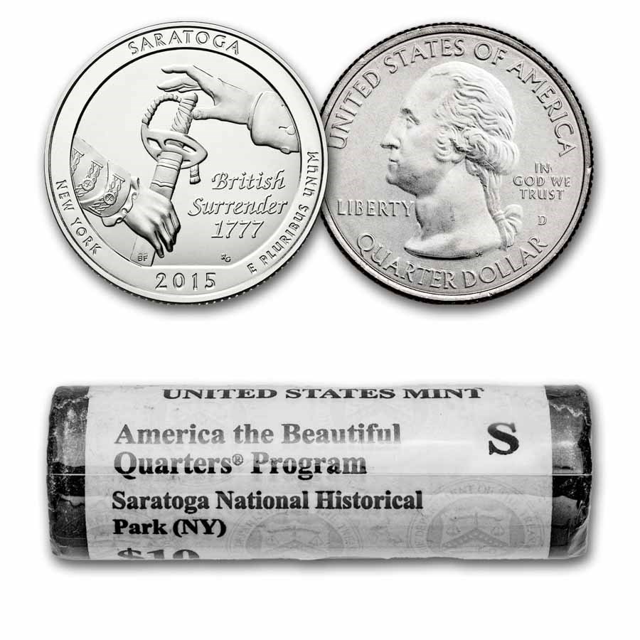 2015-S ATB Quarter Saratoga National Park 40-Coin Roll Gem Proof