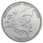 2015 Tokelau 1 oz Silver $5 Mokoha Great White Shark (Abrasions)