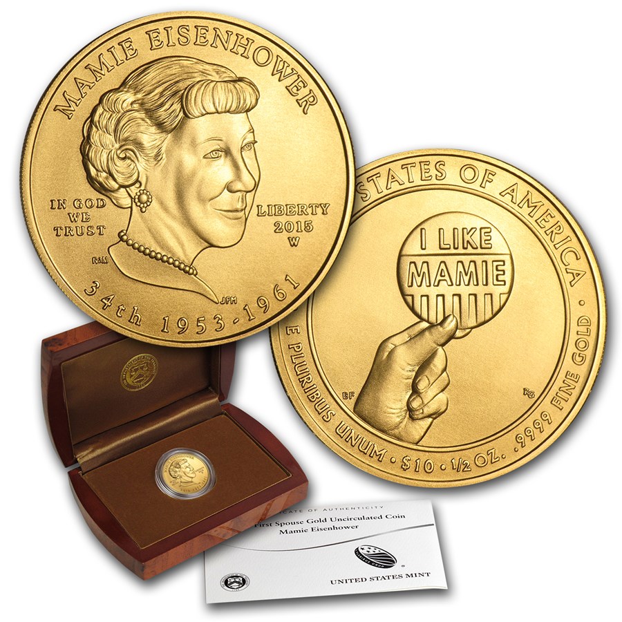 2015-W 1/2 oz Gold Mamie Eisenhower BU (w/Box & COA)