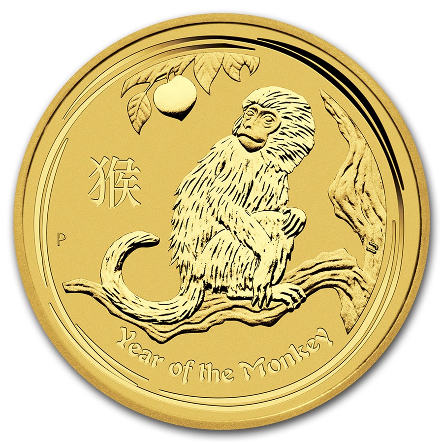 2016 Australia 1/20 oz Gold Lunar Monkey BU