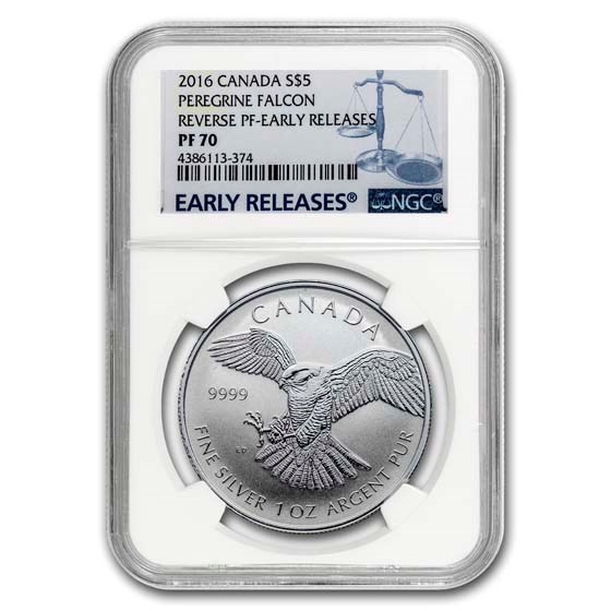 2016 Canada 1 oz Silver $5 Peregrine Falcon PF-70 NGC (ER)