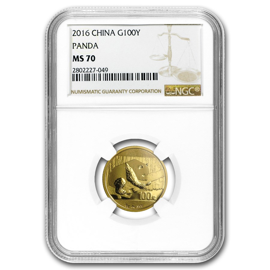 2016 China 8 Gram Gold Panda MS-70 NGC