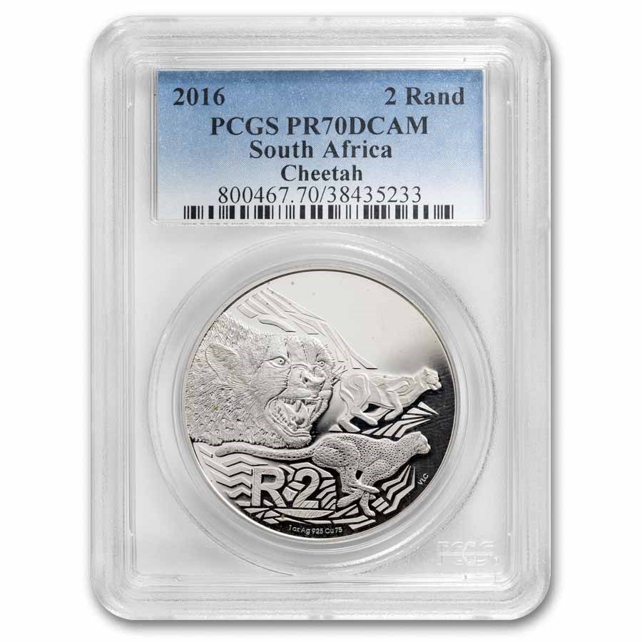 2016 South Africa 1 oz Silver Big Cats Cheetah PR-70 PCGS