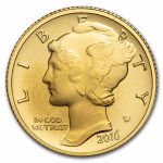 2016-W 1/10 oz Gold Mercury Dime Centennial (Capsule Only)