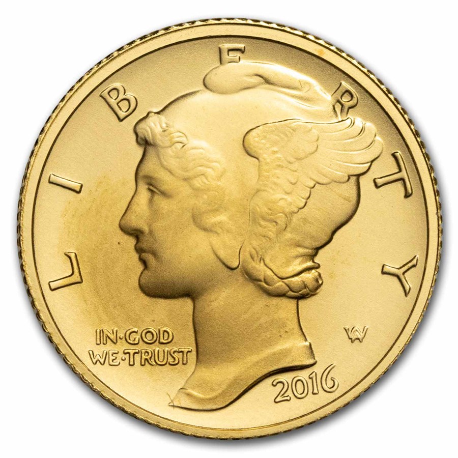 2016-W 1/10 oz Gold Mercury Dime Centennial (Capsule Only)