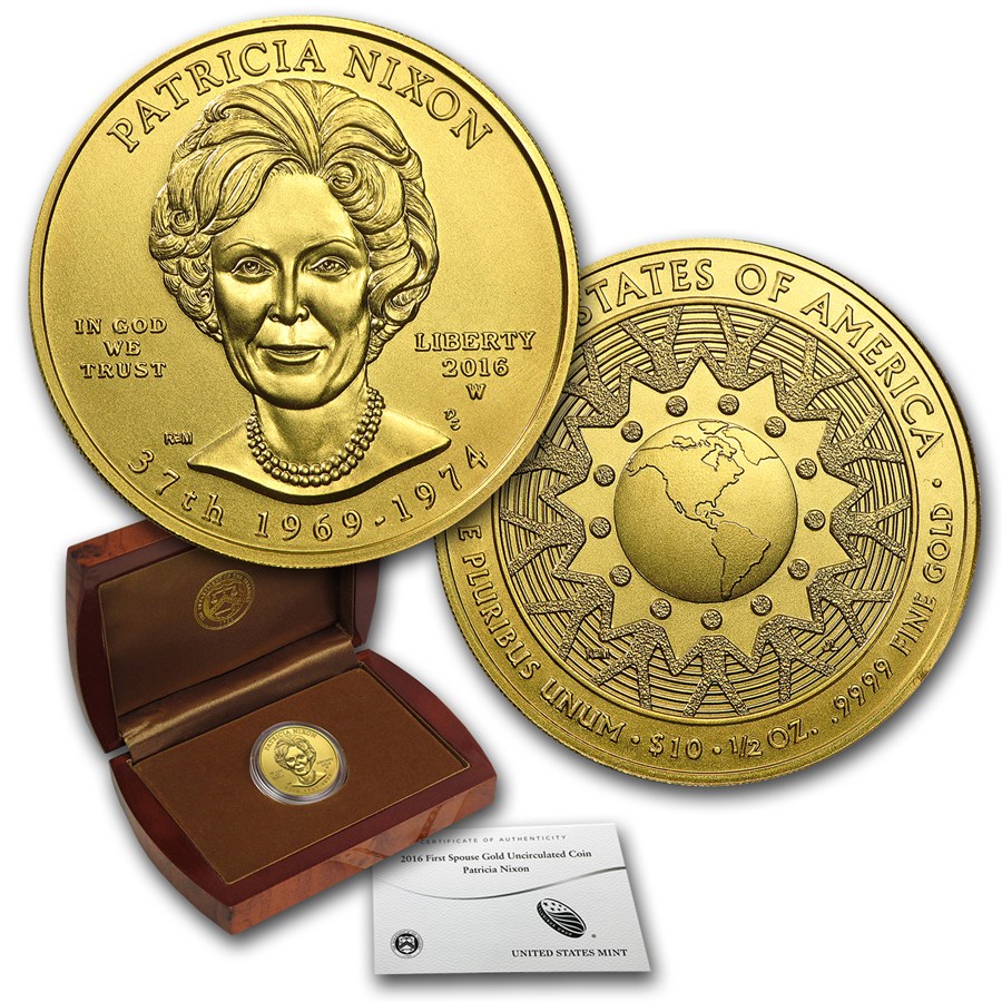 2016-W 1/2 oz Gold Patricia Nixon BU (w/Box & COA)