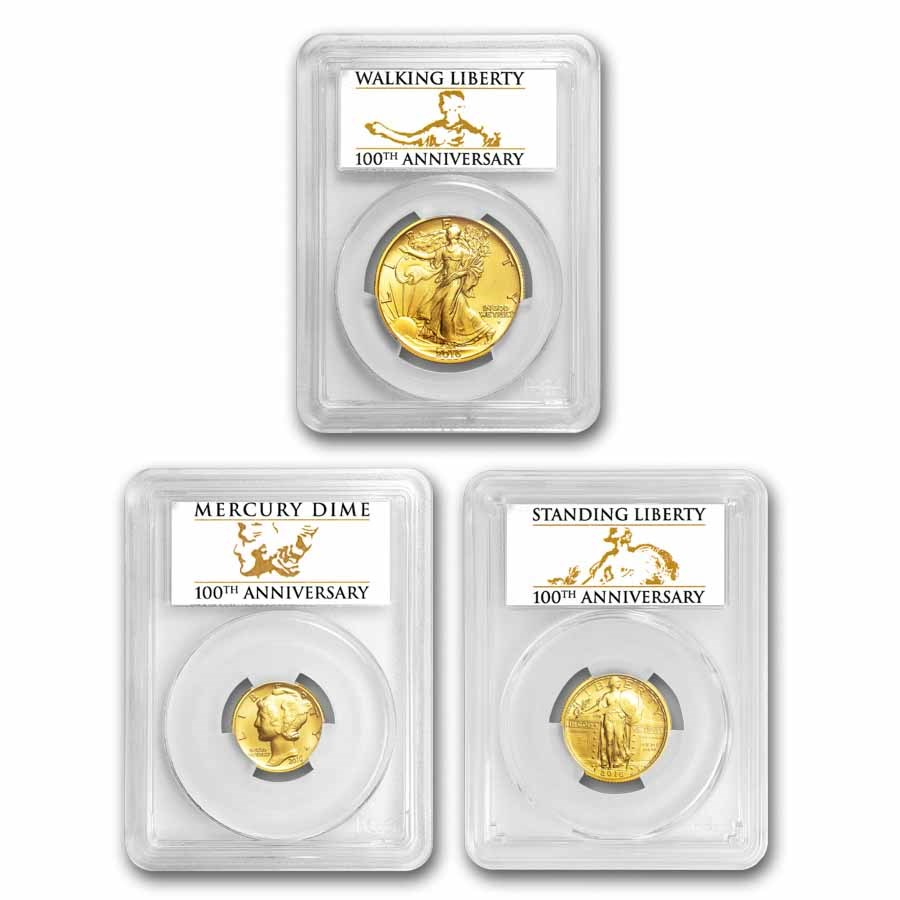 2016-W 3-Coin Centennial Gold Set: Dime, Quarter, Half SP-70 PCGS