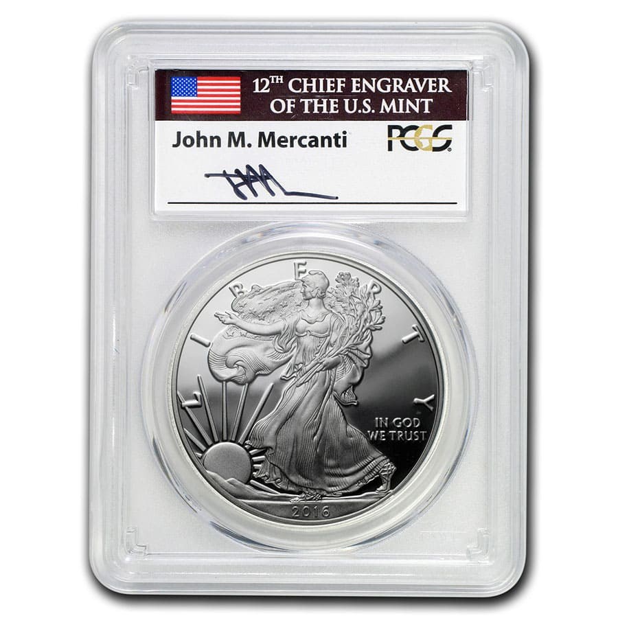 2016-W Proof American Silver Eagle PR-70 PCGS (FS, Mercanti)