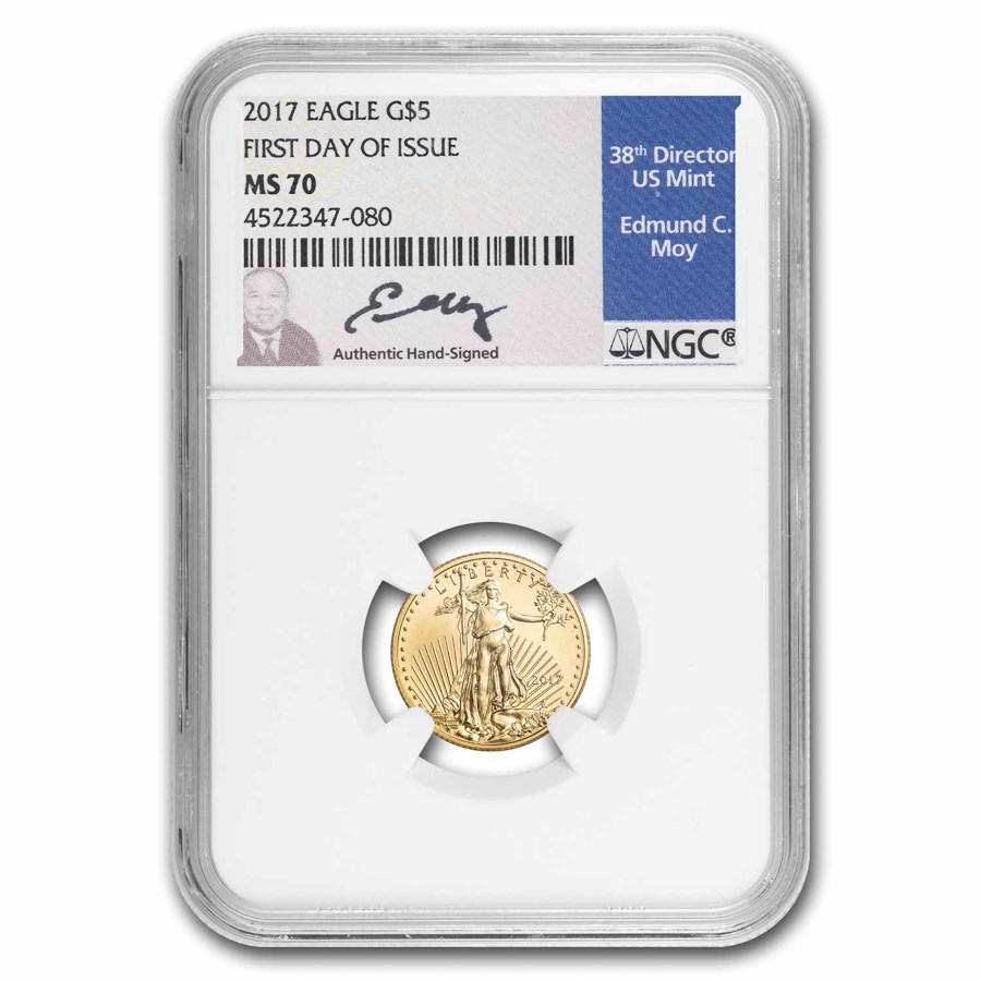 2017 1/10 oz American Gold Eagle MS-70 NGC (FDI, Moy)