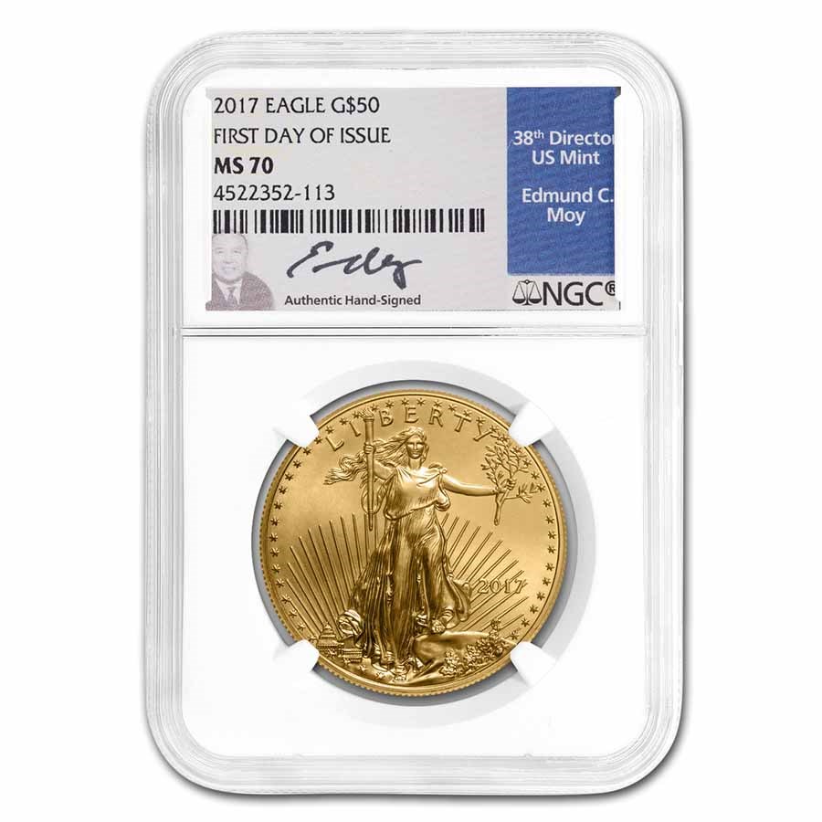 2017 1 oz American Gold Eagle MS-70 NGC (FDI, Moy)