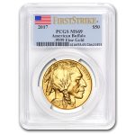2017 1 oz Gold Buffalo MS-69 PCGS (FirstStrike®, Flag Label)