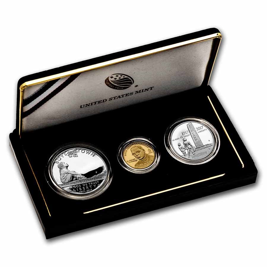 2017 3-Coin Boys Town Centennial Proof Set (w/Box & COA)