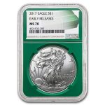 2017 American Silver Eagle MS-70 NGC (ER, Green Holder)