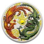 2017 Australia 1 oz Silver Dragon & Phoenix BU - Colored & Gilded