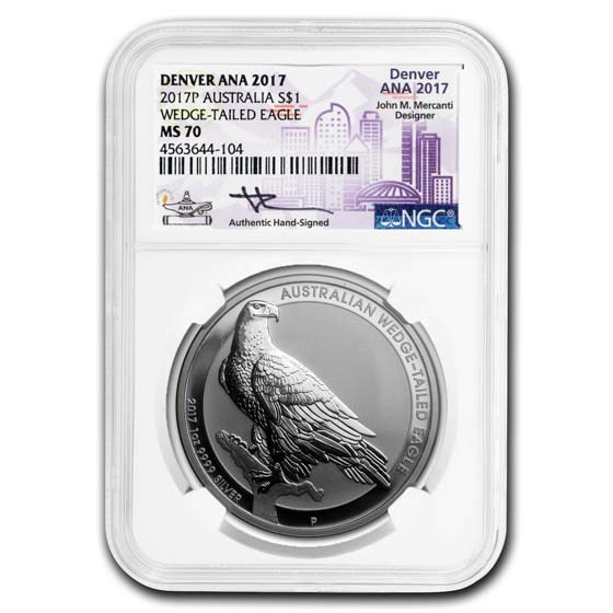 2017 Australia 1 oz Silver Wedge Tailed Eagle MS-70 NGC