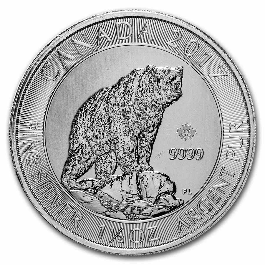 2017 Canada 1.5 oz Silver $8 Grizzly Bear BU (Abrasions)