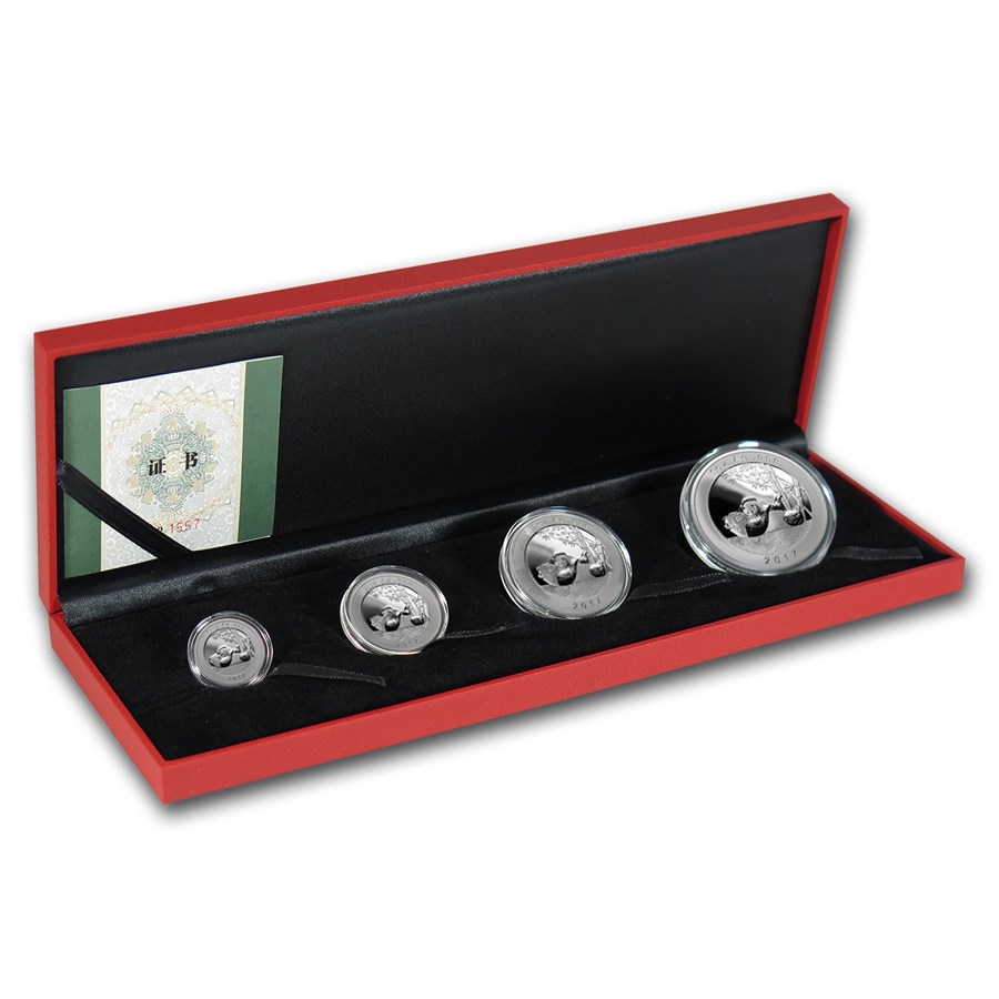 2017 China 4-Coin Silver Panda Proof Set (Munich Show)