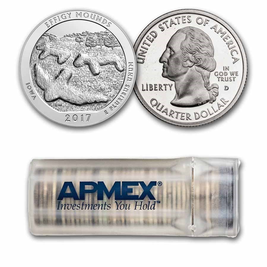 2017-D ATB Quarter Effigy Mounds 40-Coin Roll BU