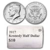 2017-D Kennedy Half Dollar 20-Coin Mint Wrapped Roll BU