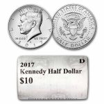 2017-D Kennedy Half Dollar 20-Coin Roll BU