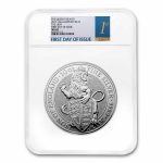 2017 Great Britain 10 oz Silver Queen's Beasts The Lion NGC MS69