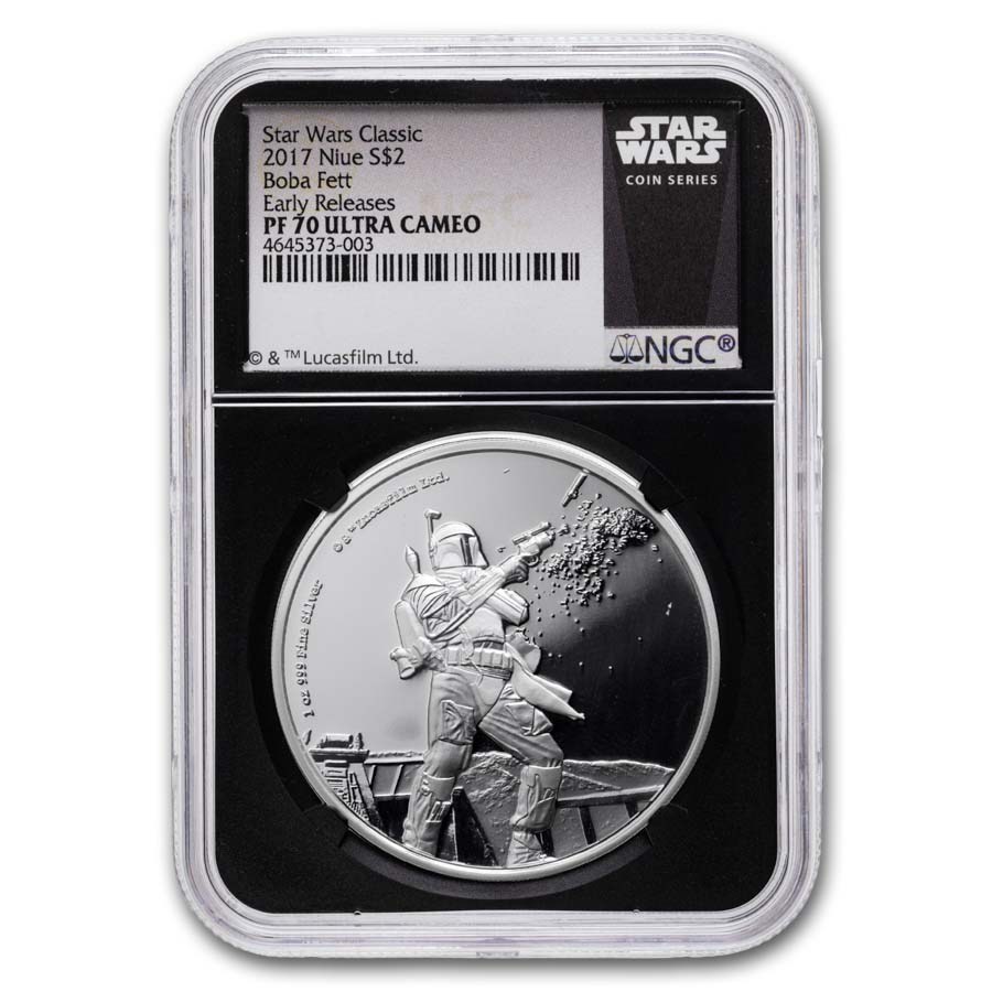 2017 Niue 1 oz Silver $2 Star Wars Boba Fett PF-70 NGC (ER)