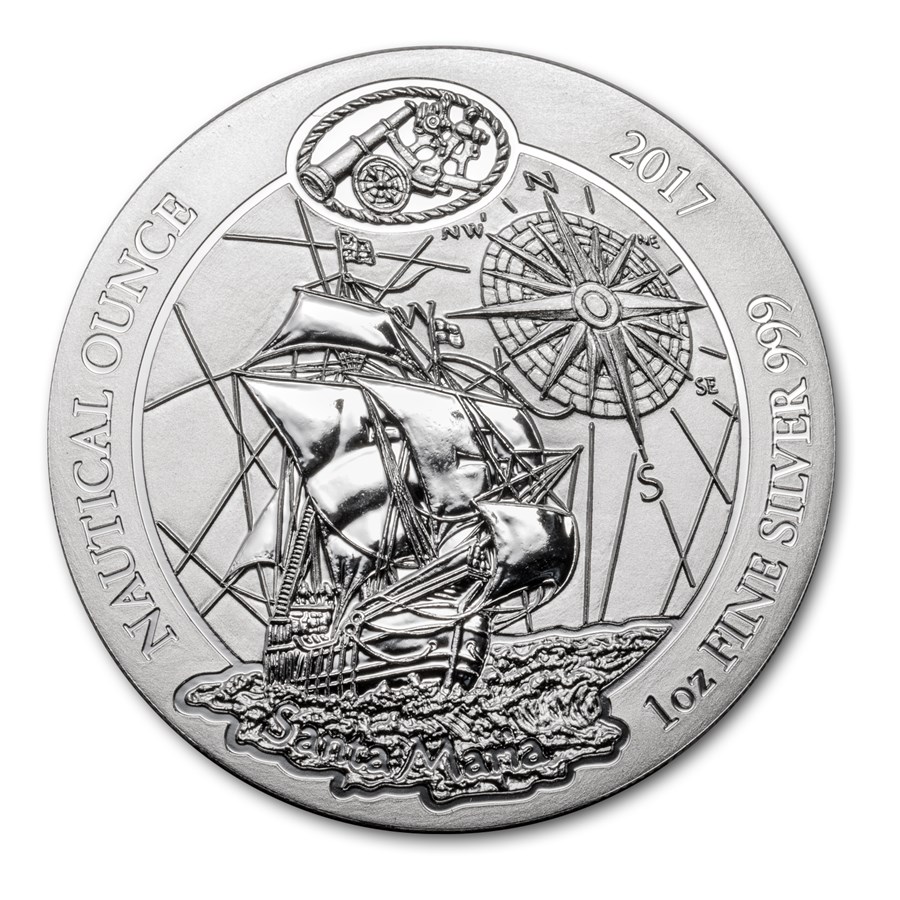 2017 Rwanda 1 oz Silver Nautical Ounce Santa Maria BU