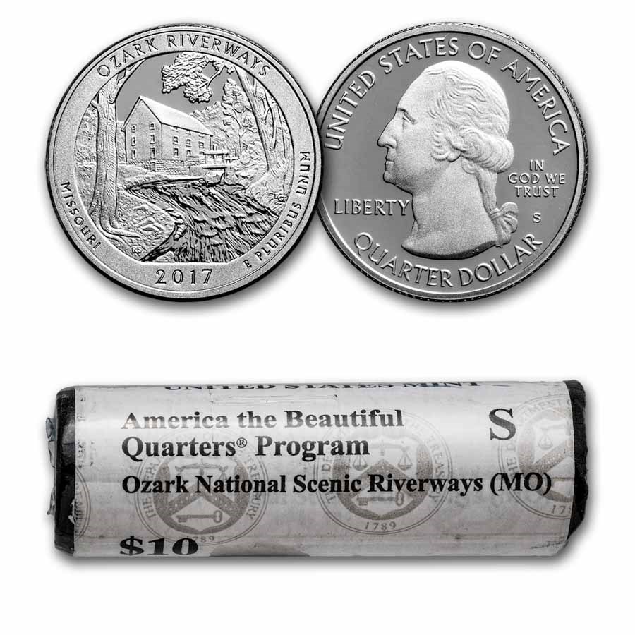 2017-S ATB Quarter Ozark Riverways 40-Coin Roll Gem Proof