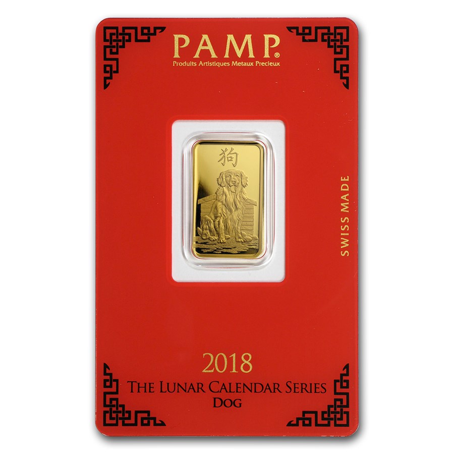 2018 5 gram Gold Bar - PAMP Suisse Year of the Dog (In Assay)