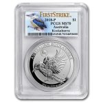 2018 AUS 1 oz Ag Kookaburra Dog Privy MS-70 PCGS (FS, Kook Label)