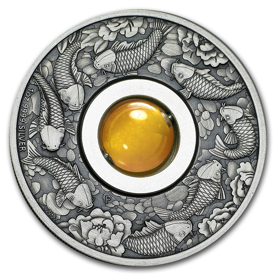 2018 Australia 1 oz Silver Good Luck Rotating Charm (Antiqued)