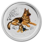 2018 Australia 1 oz Silver Lunar Dog BU (Colorized)