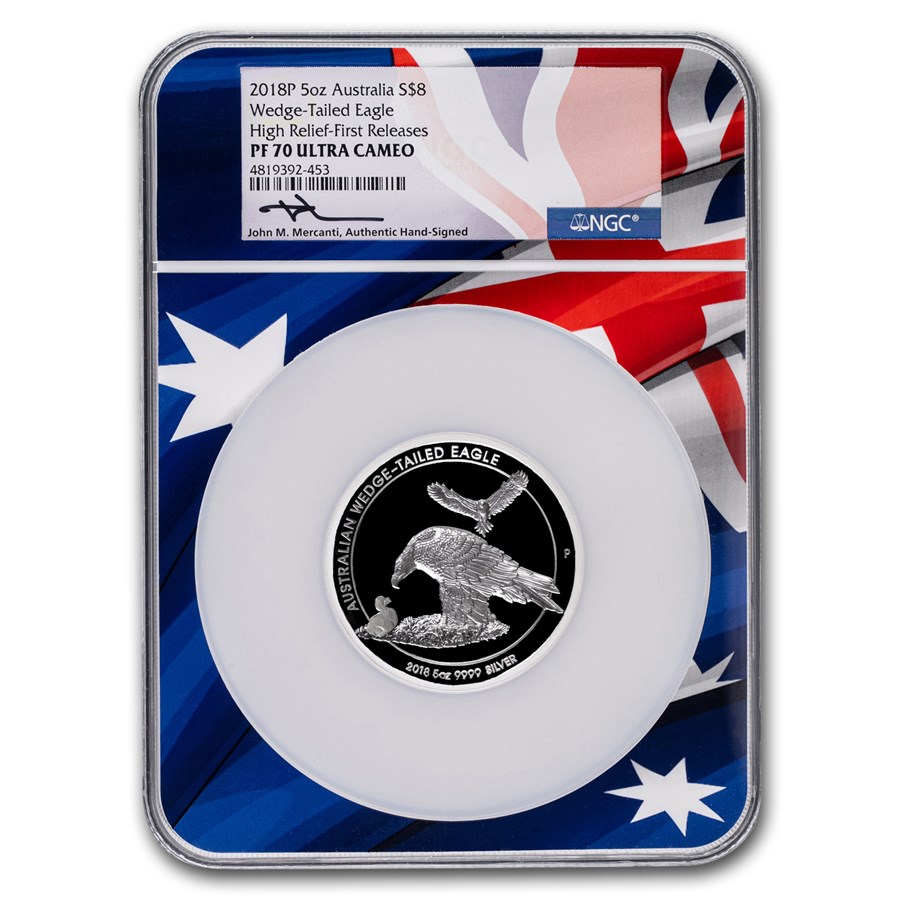 2018 Australia 5 oz Silver Wedge Tailed Eagle PF-70 UCAM NGC (HR)