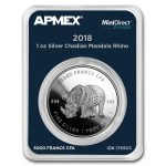 2018 Chad 1 oz Silver Mandala Rhino (MintDirect® Premier Single)