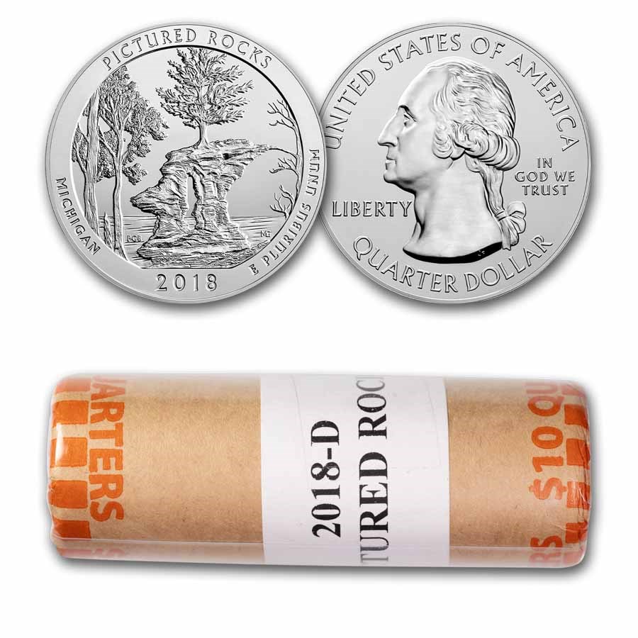 2018-D ATB Quarter Pictured Rocks Lakeshore BU 40-Coin Roll