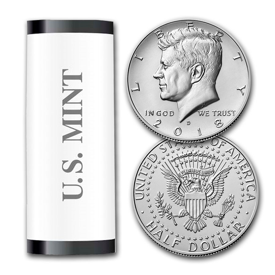 2018-D Kennedy Half Dollar 20-Coin Roll BU (Mint Wrapped)