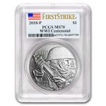 2018-P World War I Centennial Silver Dollar MS-70 PCGS (FS)
