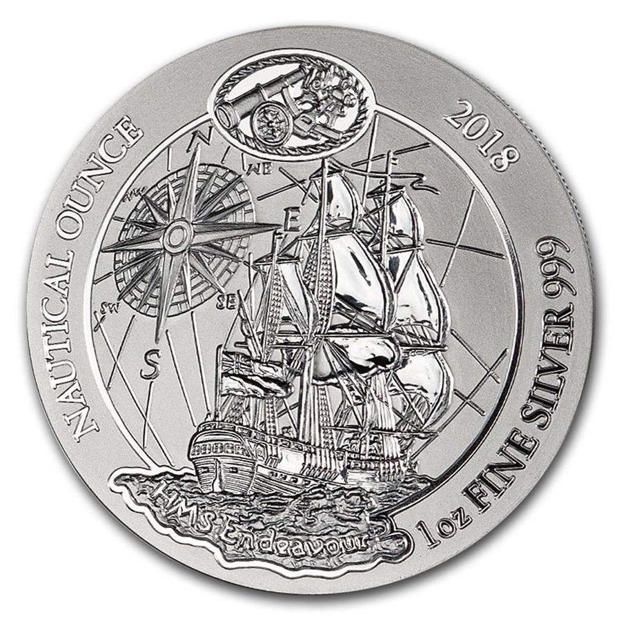 2018 Rwanda 1 oz Silver Nautical Ounce Endeavour BU