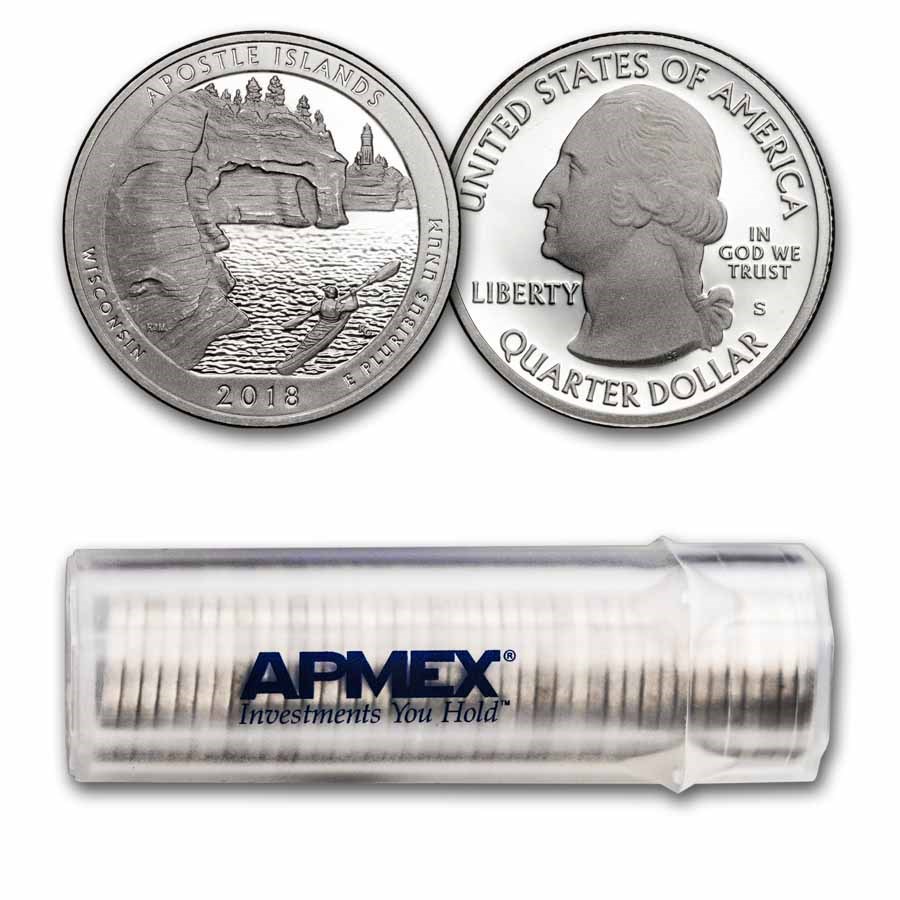 2018-S ATB Quarter Apostle Island 40-Coin Roll Proof (Silver)