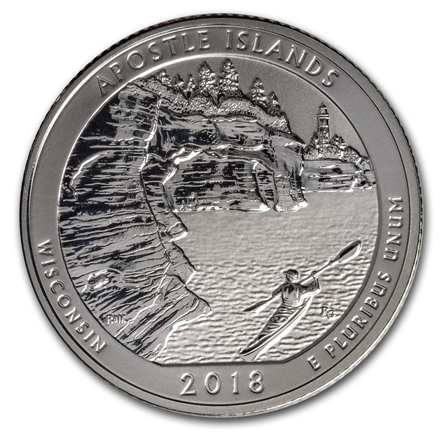 2018-S ATB Quarter Apostle Islands Lakeshore Silver Reverse Proof