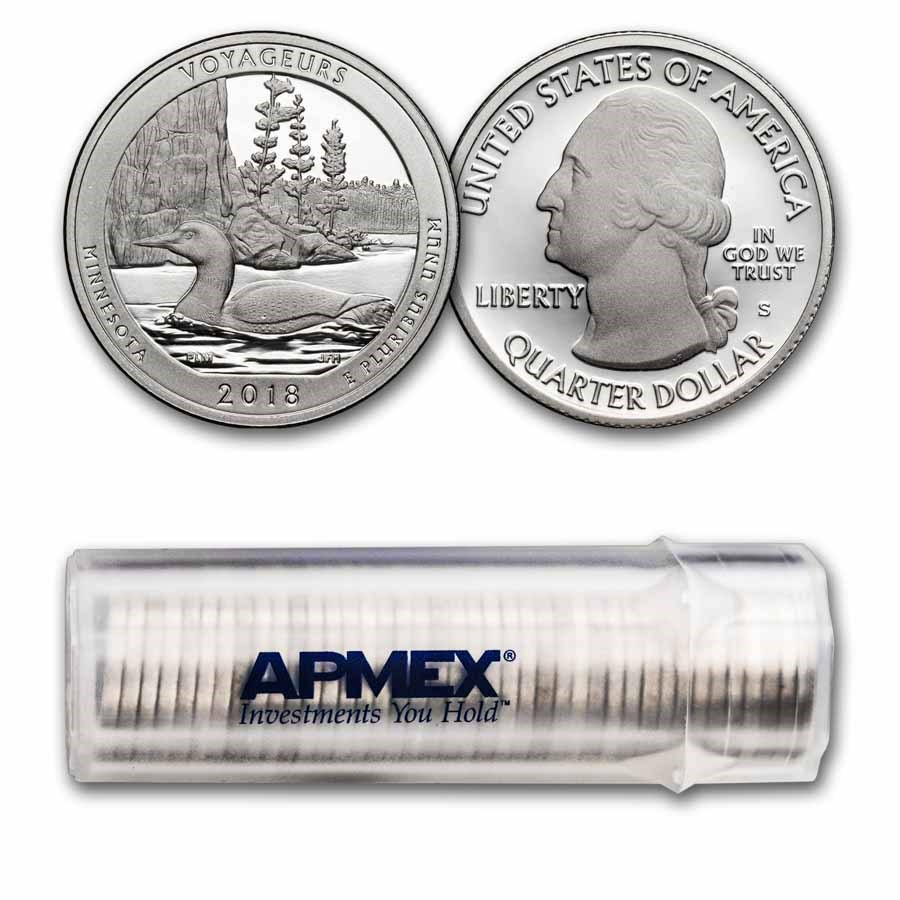 2018-S ATB Quarter Voyageurs National 40-Coin Roll Proof (Silver)
