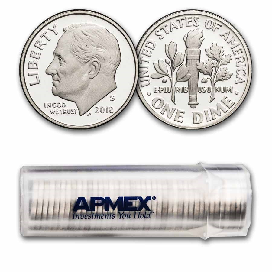 2018-S Roosevelt Dime Gem Proof 50-Coin Roll